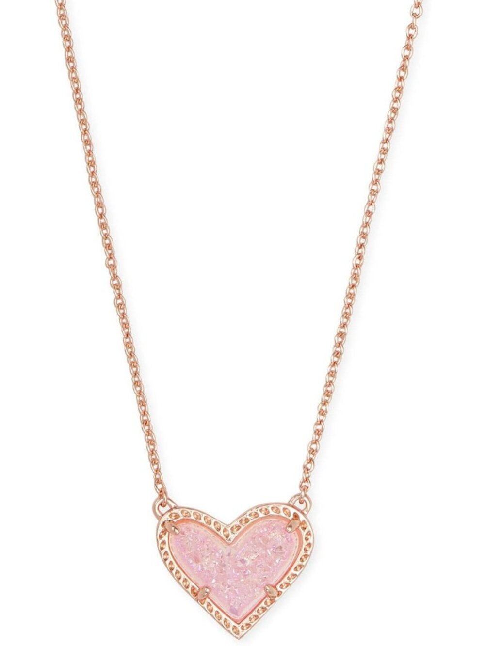 Women's Gold Rose Pink Heart Adjustable Length Jewellery Pendant Necklace
